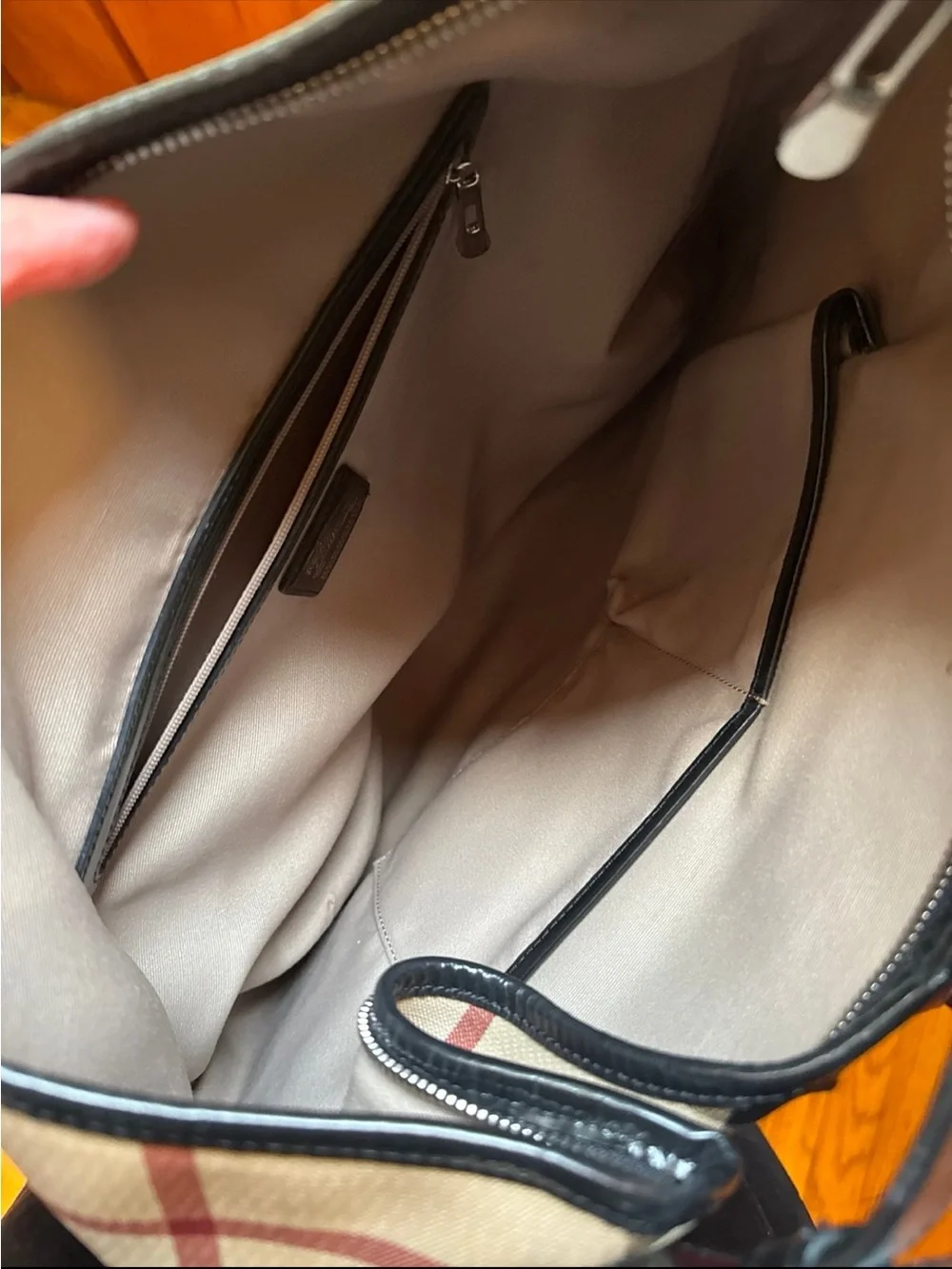 Burberry Beige nova check Larkin Hobo with Black Trim